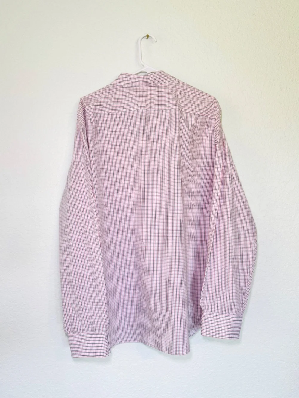 J Crew Dress Shirt Mens XL Tailored Fit Red White Blue Plaid 100% Cotton Classic